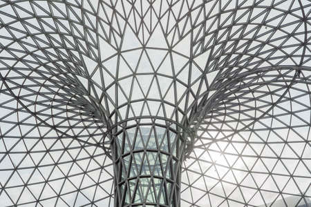 Double Curve Funnel Shaped Skylight. Architectural Glass Steel Structure of a Dome. Parametric Design.のeditorial素材