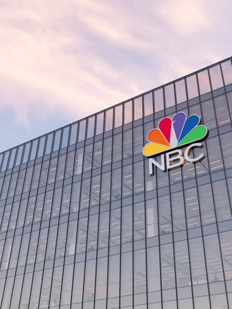 New York, NY, USA. May 2, 2023. Editorial Use Only, 3D CGI. NBC American Broadcasting Company Multinational Television Broadcast Network. Workplace High-rise Office Headquarters.のeditorial素材