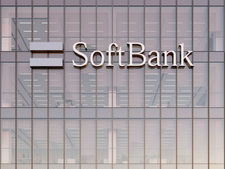 Minato City, Tokyo, Japan. May 2, 2023. Editorial Use Only, 3D CGI. SoftBank Group Signage Logo on Building. Workplace Multinational Conglomerate Company Office Headquarters.のeditorial素材