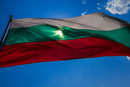 Bulgaria flag fluttering in the sunの写真素材
