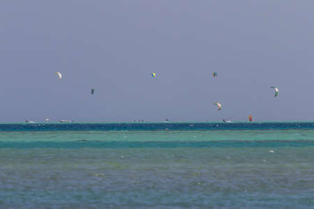 Kite surfing in the Red Seaの写真素材