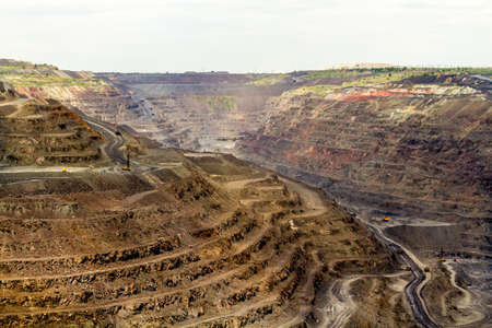 Career of Poltava Mining and Processing Plant. One of the largest quarries in the world. The largest in Ukraine producer and exporter of iron ore pellets used in ferrous metallurgy and steel production.の写真素材