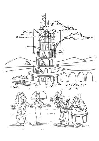 People near the tower of Babel can not understand each other.の写真素材