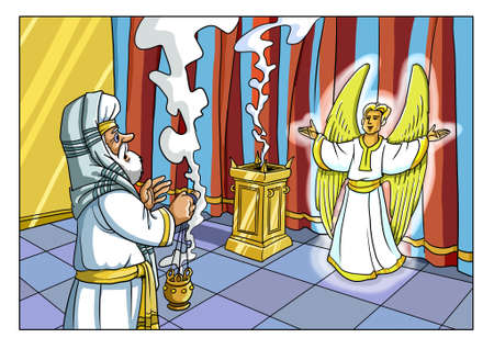 The Angel Gabriel appeared to the Priest of Zechariah in the Jerusalem Temple and reported the Birth of his Son.の写真素材