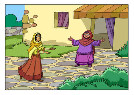 The Virgin Mary meets Elisabeth, the mother of John the Baptist.の写真素材