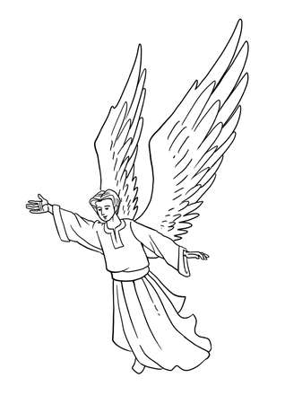 The angel announces to the shepherds the birth of Christ in Bethlehem.の写真素材