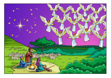 The Choir of Angels appeared before the Shepherds and sings a Song that glorifies God.の写真素材