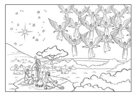 The Choir of Angels appeared before the Shepherds and sings a Song that glorifies God.の写真素材