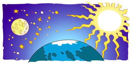 On the fourth day God created the heavenly lights: the Sun, the Moon and the stars.の写真素材