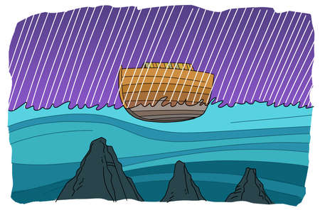 Noahs ark floats during a global floodの写真素材