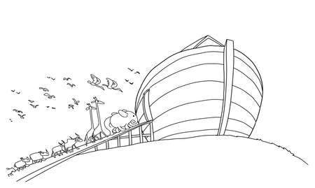 Different animals come in the ark of Noah.の写真素材