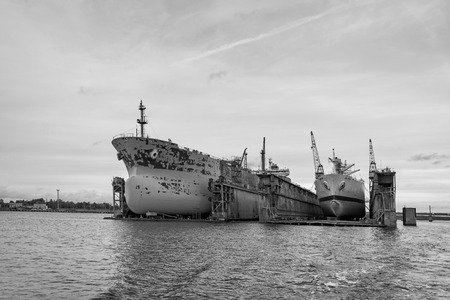 Ship repairs floating docks.の写真素材