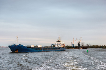 Container ship leaving the port.の写真素材