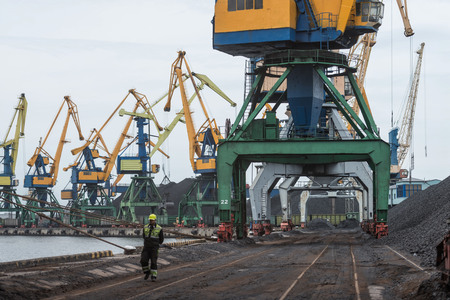 Work in port coal handling terminal.の写真素材