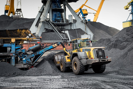 Work in port coal transshipment terminal.の写真素材
