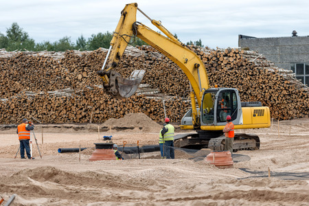 Excavator working in the construction field.