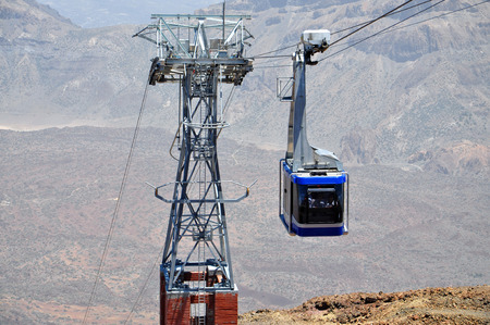 Funicular on a cableway to the volcano Teide in Tenerife, Canary Islands, Spainの写真素材