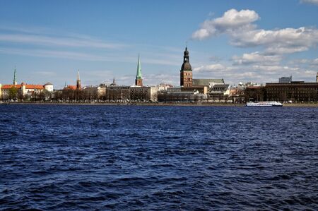 RIGA, LATVIA - MAY 1, 2011: Riga panorama from the river side.のeditorial素材