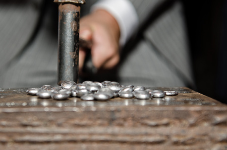 In the wedding day commemoration coin minting.の写真素材