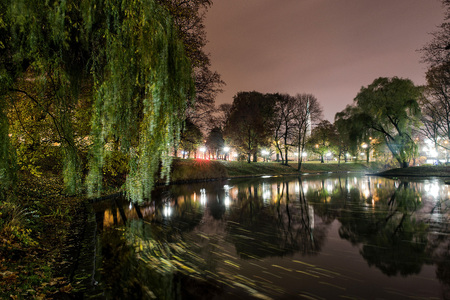 City scene. Riga city canal at night.の写真素材