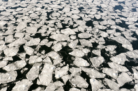 Baltic Sea. Swedish coast. Ice pieces in water.の写真素材
