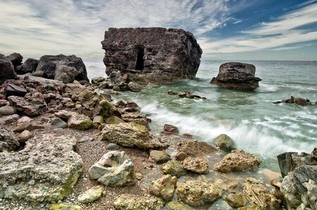 Sea landscape. Old forts and rocky sea edge.の写真素材