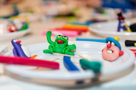 Ideas for children's creativity. Colored figures from plasticine.の写真素材
