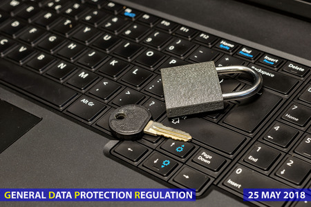 lock and key as symbol for Privacy and General Data Protection Regulation on a notebook computer
の写真素材
