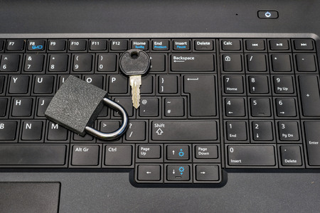lock and key as symbol for Privacy and General Data Protection Regulation on a notebook computerの写真素材
