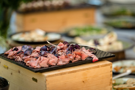 Meat snacks on the buffet tableの写真素材