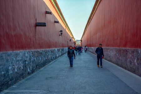 BEIJING, CHINA - MARCH 11, 2016: Forbidden City.  People visit the Forbidden city, it was the Chinese imperial palace from the Ming dynasty to the end of the Qing dynasty.のeditorial素材