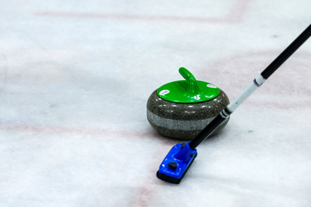 Close up of a Curling game situation.の写真素材
