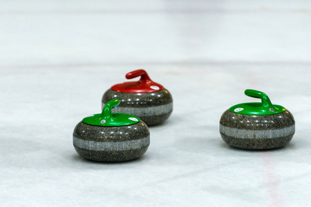 Granite stones for curling game on the ice
