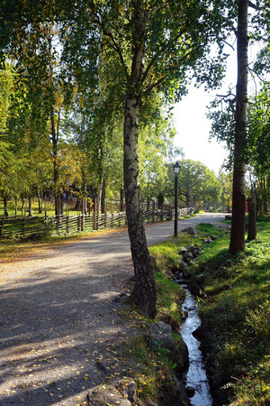 Rural scene at Skansen, the first open-air museum and zoo, located on the island Djurgarden in Stockholm, Sweden.の写真素材