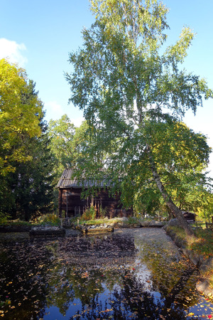The autumn landscape of the Swedish countryside with ancient buildings.の写真素材