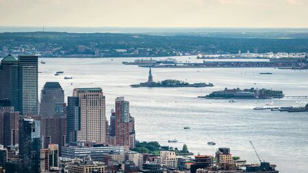 New York, USA - June 6, 2019:  New York City. Wonderful panoramic aerial view of Manhattan Midtown Skyscrapers - Imageのeditorial素材