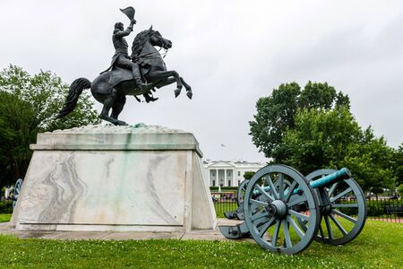 Washington DC, USA - June 9, 2019: Lafayette Square in Washington on a rainy day.のeditorial素材