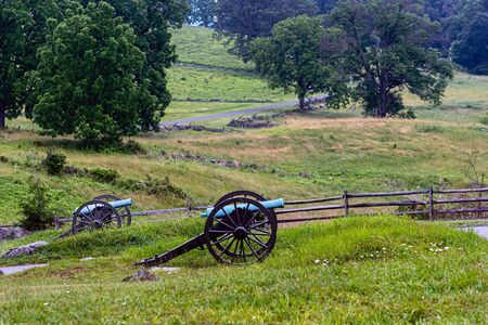 A civil war canon on the Gettysburg National Military Park, Gettysburg, PAの写真素材