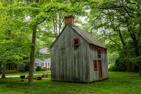 Cold Spring Village, Cape May, NJ, USA - June 18, 2019: Coxe Hall Cottage was built around 1691 and was probably part of Coxe Hall, a manor erected by West Jersey proprietor Dr. Daniel Coxeのeditorial素材