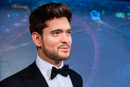 London, England, UK - January 2, 2020: Waxwork statues of Michael Buble, Madame Tussauds waxwork...