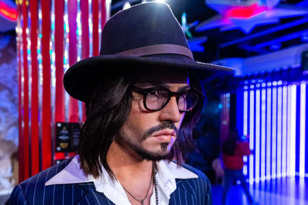 London, England, UK - January 2, 2020: Waxwork statues of Johnny Depp created by Madam Tussauds, Madame Tussauds waxwork museum, one of the popular touristic attractionsのeditorial素材