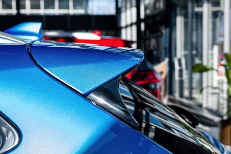 Exterior details of blue suv at defocused background - imageの写真素材