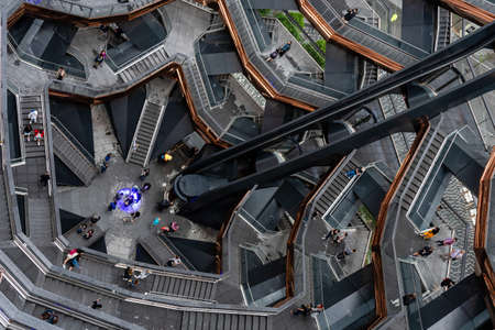 New York, USA - June 21, 2019:  Vessel consisting of 155 flights of stairs at Hudson Yards of Manhattan during opening day - Imageのeditorial素材