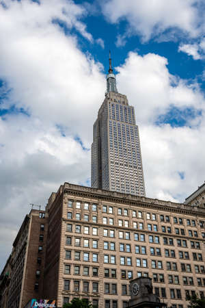 New York, USA - June 6, 2019: Downtown view with skyscrapers, financial district, Manhattanのeditorial素材