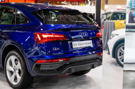 Riga, Latvia, Sep 24, 2021: LED rear lights and car back design of nev Audi Q5 Sportback SUV, model 2021, car exterior designのeditorial素材