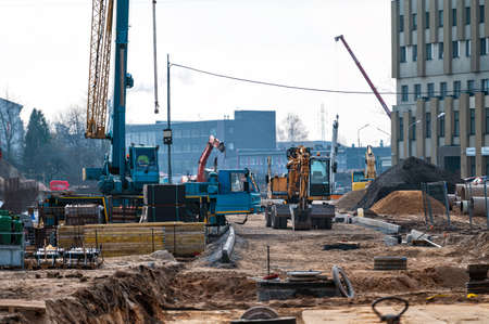 Riga, Latvia, November 2, 2021: construction site of the new Riga city bypass in Purvciems districtのeditorial素材