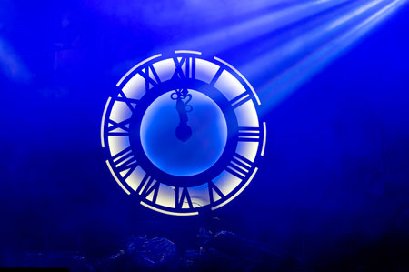 night neon light decorative lighting clock with roman numerals, new year event decoration, low light