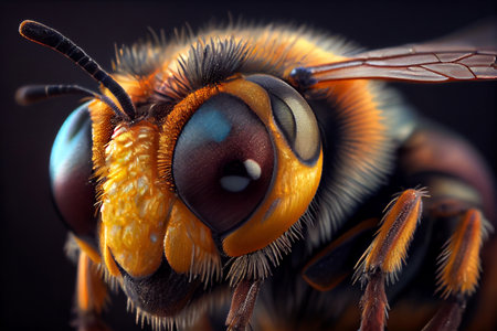 Bee, extreme close-up, realistic ilustration, generative aiの素材