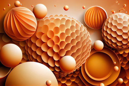 3d orange color spheres cluster, abstract background, banner or sign design. generative aiの素材