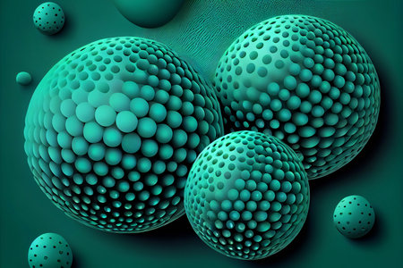 3d ocean green color spheres cluster, abstract background, banner or sign design. generative aiの素材
